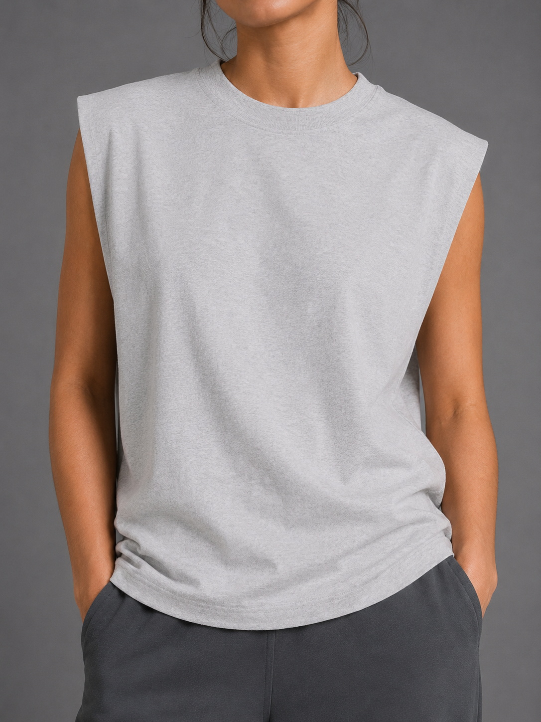 Raw Edge Cotton Tank Top