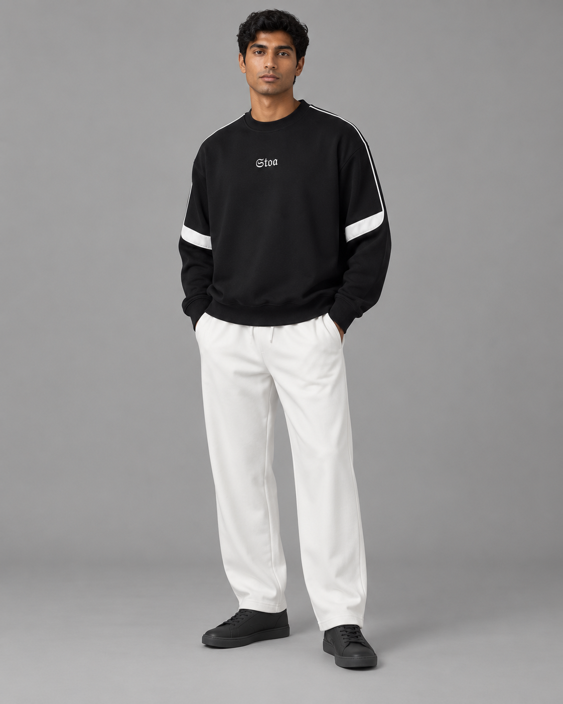 Oversized Crewneck Taped Sweatshirt