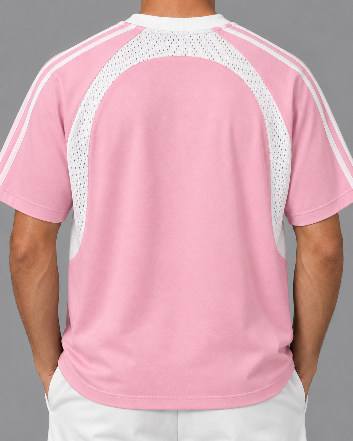Contrast Stripes Panel Mesh T-shirt