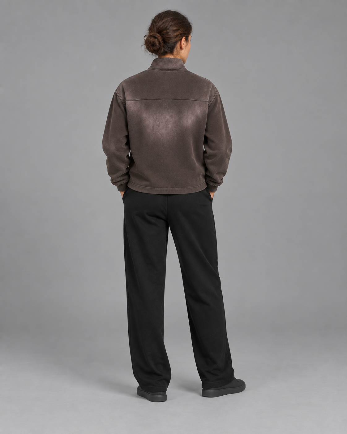 Sun Fade Raw Edge Quarter-Zip Sweatshirt