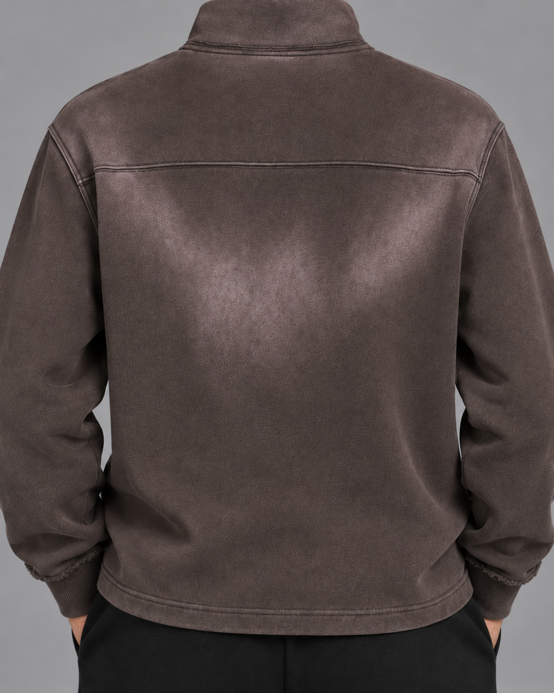 Sun Fade Raw Edge Quarter-Zip Sweatshirt