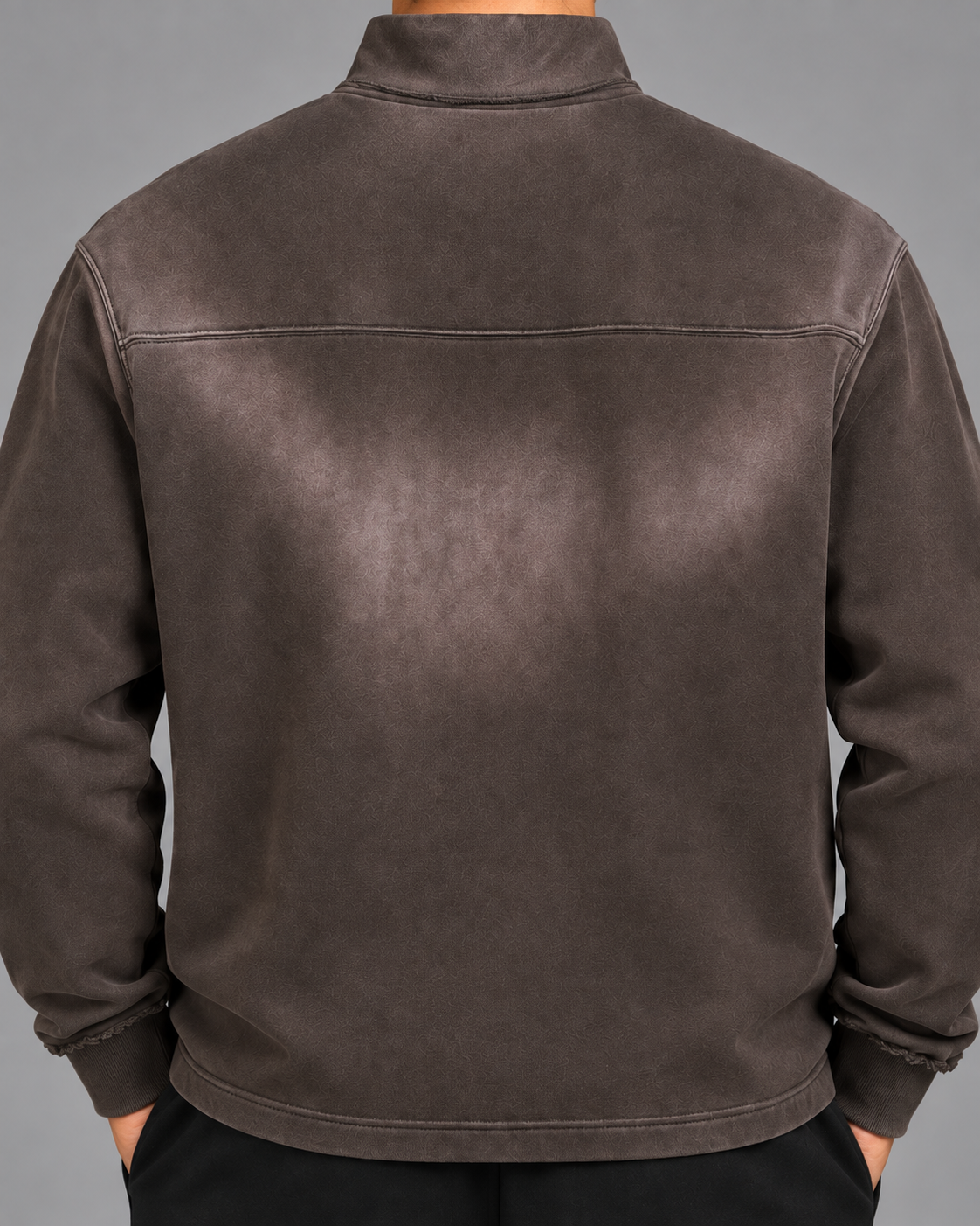 Sun Fade Raw Edge Quarter-Zip Sweatshirt