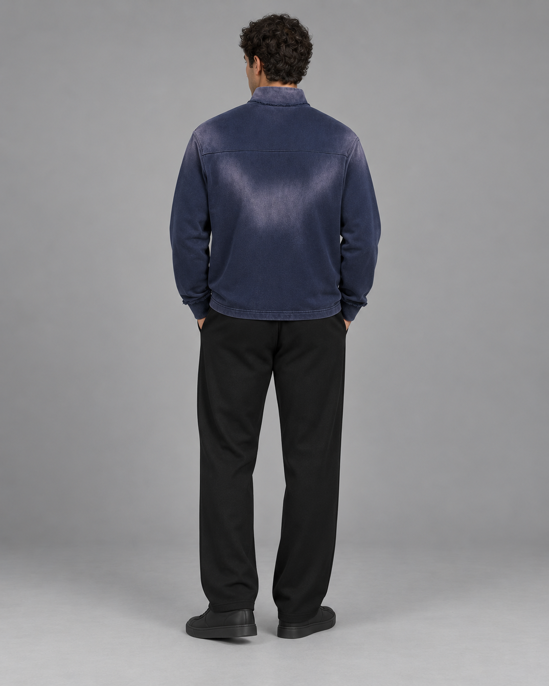 Sun Fade Raw Edge Quarter-Zip Sweatshirt