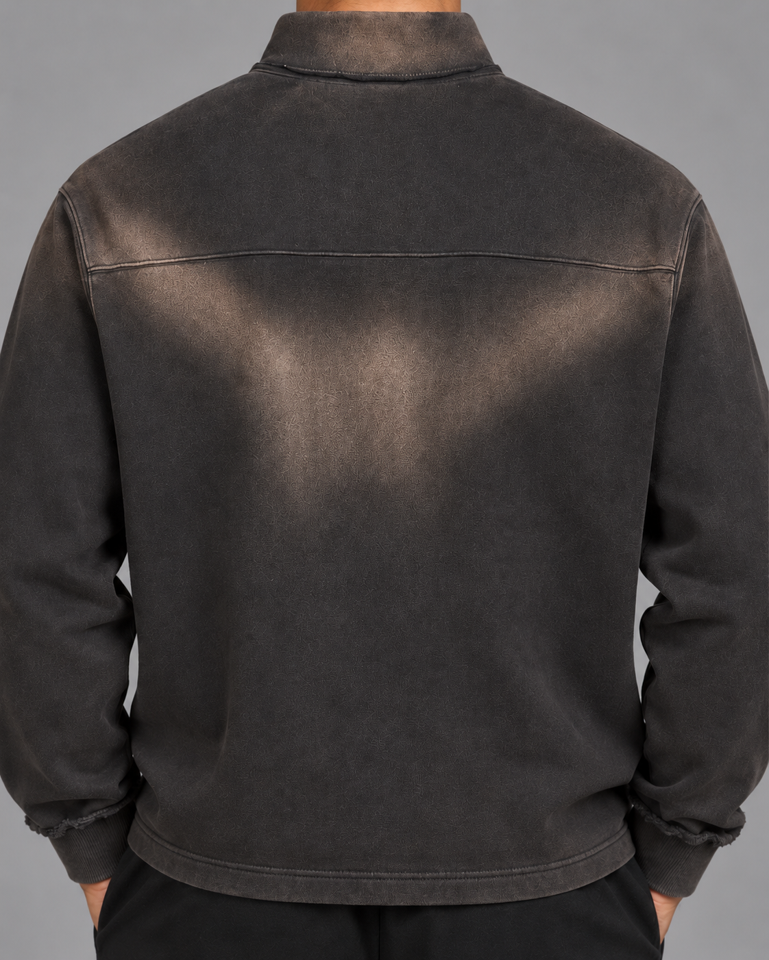 Sun Fade Raw Edge Quarter-Zip Sweatshirt