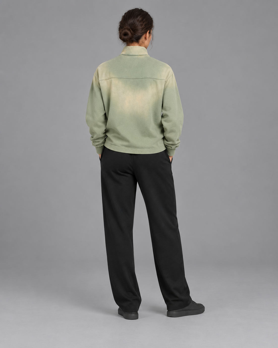 Sun Fade Raw Edge Quarter-Zip Sweatshirt