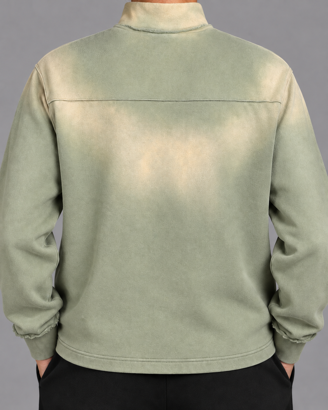 Sun Fade Raw Edge Quarter-Zip Sweatshirt