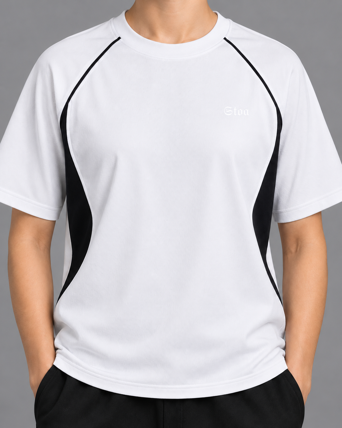 Contrast Piping Panel Raglan T-Shirt