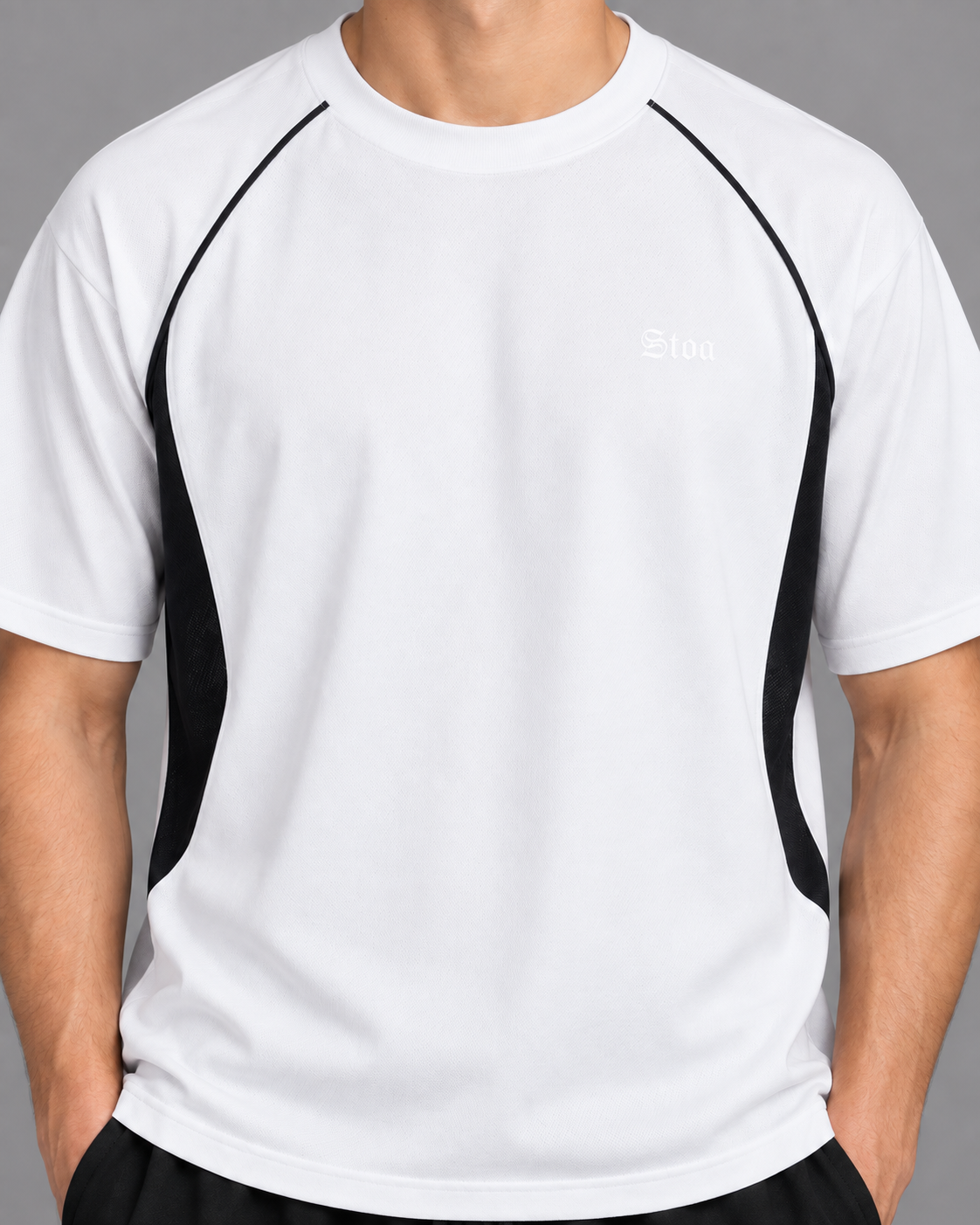Contrast Piping Panel Raglan T-Shirt