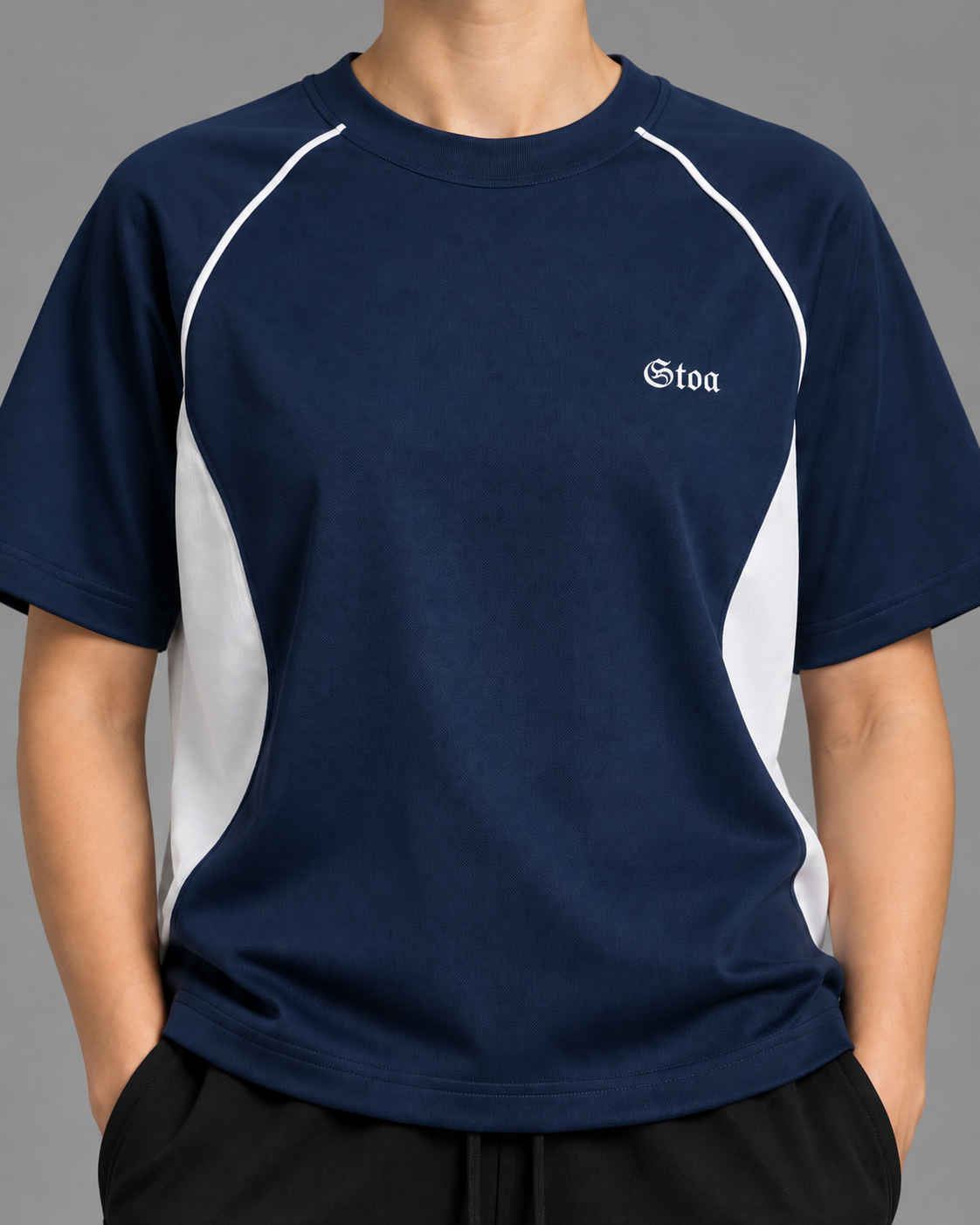 Contrast Piping Panel Raglan T-Shirt