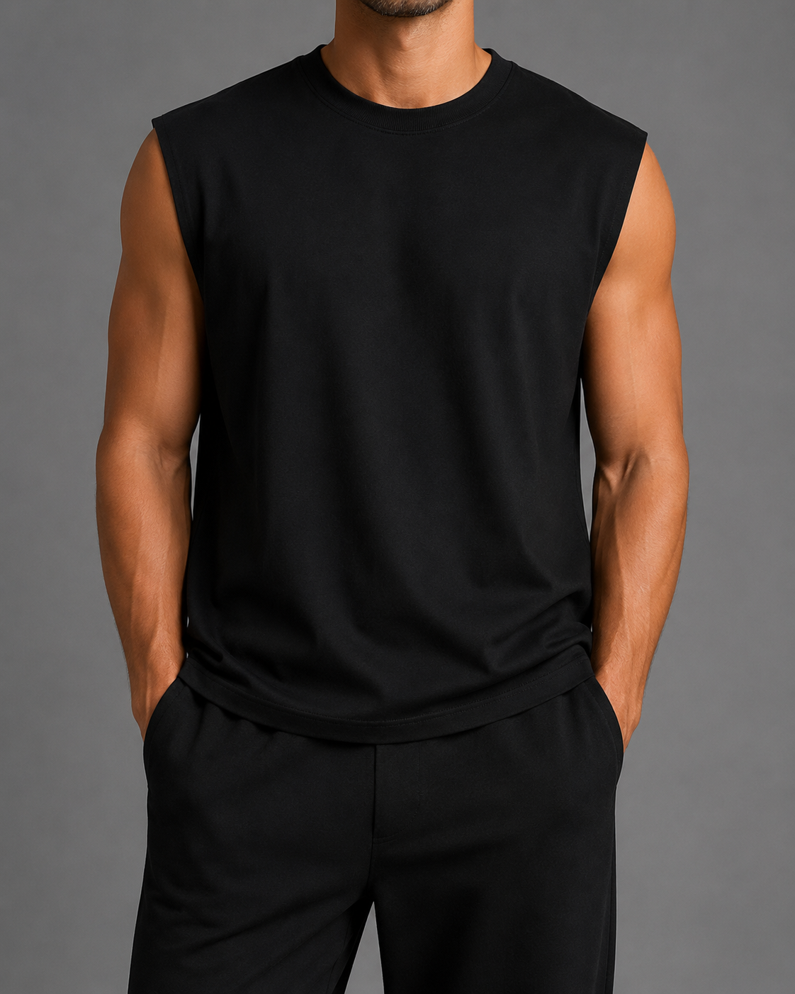 Raw Edge Cotton Tank Top