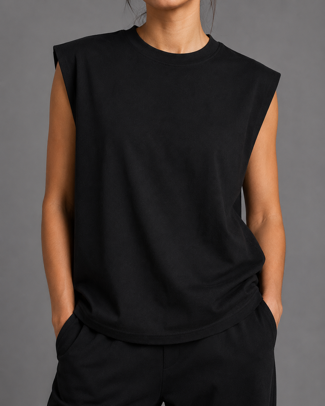 Raw Edge Cotton Tank Top