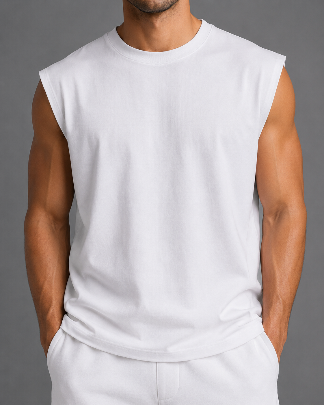 Raw Edge Cotton Tank Top