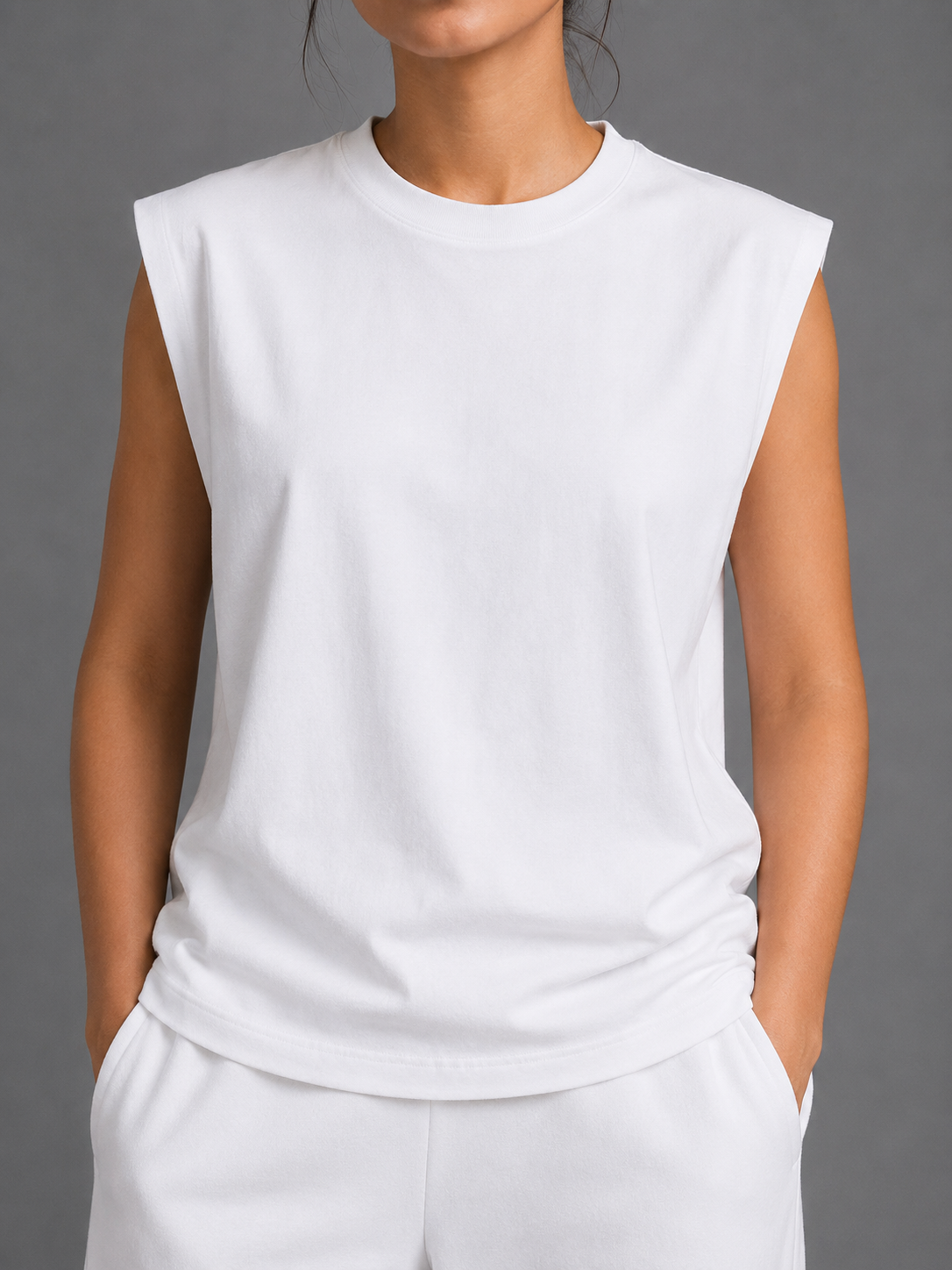 Raw Edge Cotton Tank Top
