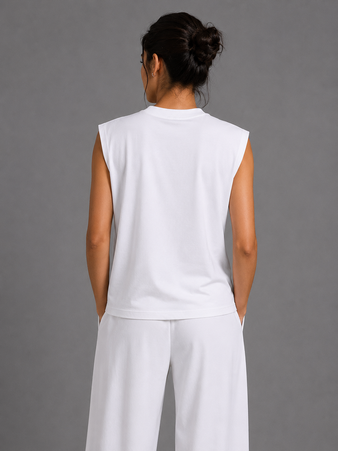 Raw Edge Cotton Tank Top
