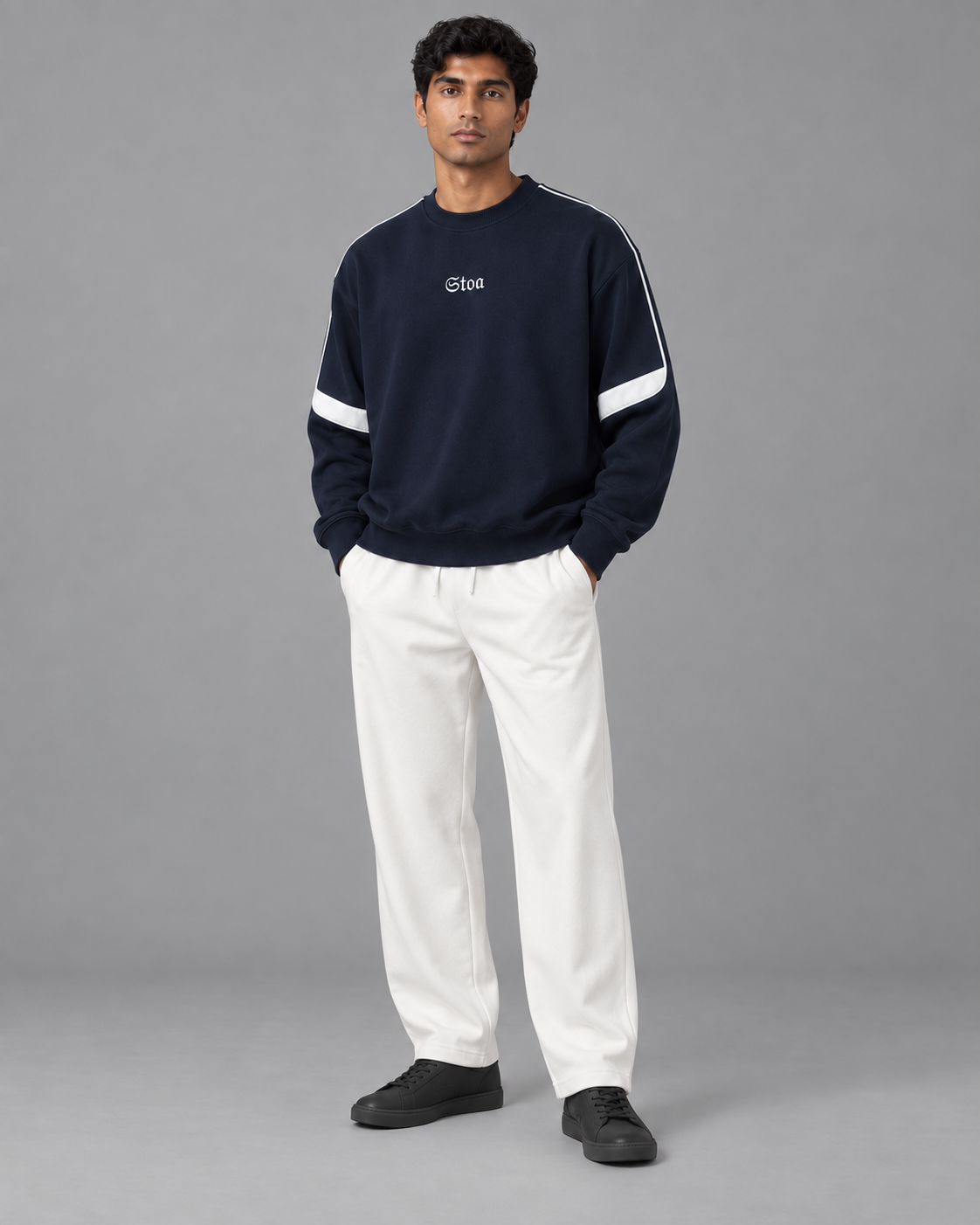 Oversized Crewneck Taped Sweatshirt