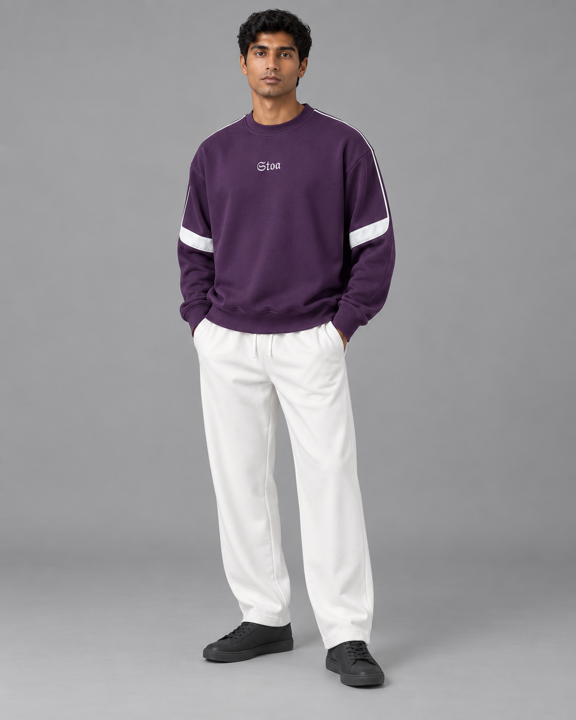 Oversized Crewneck Taped Sweatshirt