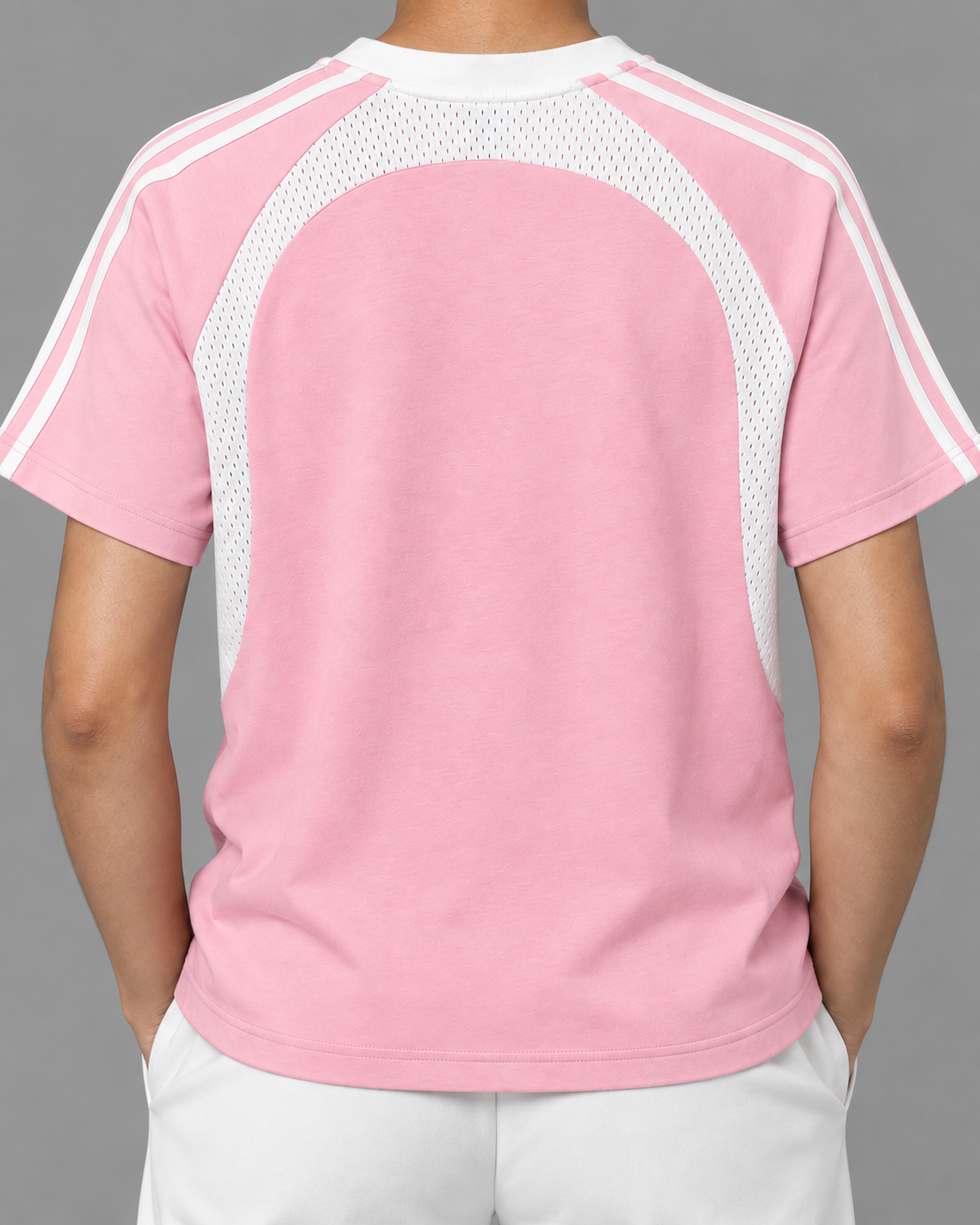 Contrast Stripes Panel Mesh T-shirt