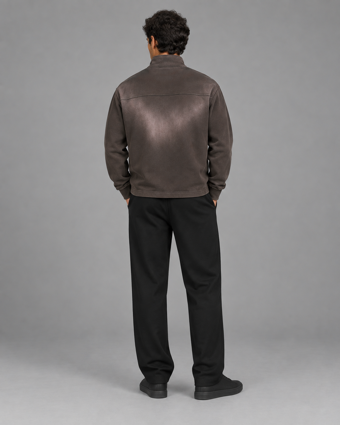 Sun Fade Raw Edge Quarter-Zip Sweatshirt