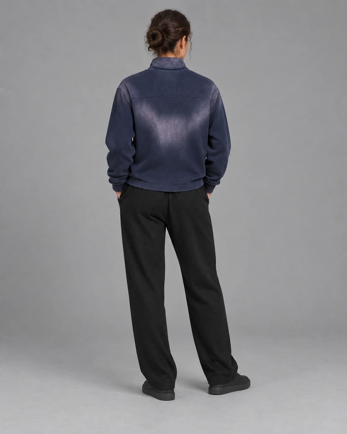 Sun Fade Raw Edge Quarter-Zip Sweatshirt