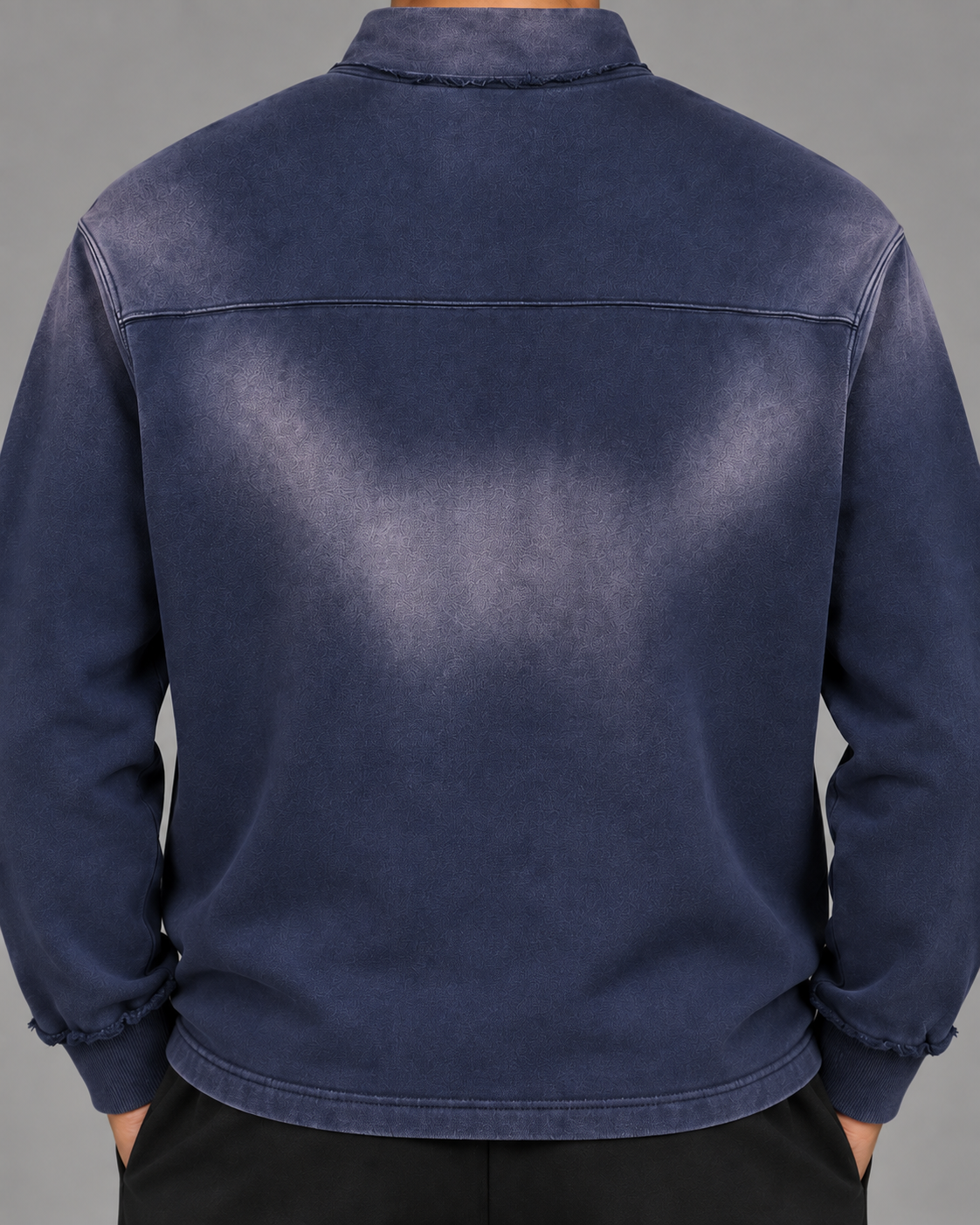 Sun Fade Raw Edge Quarter-Zip Sweatshirt