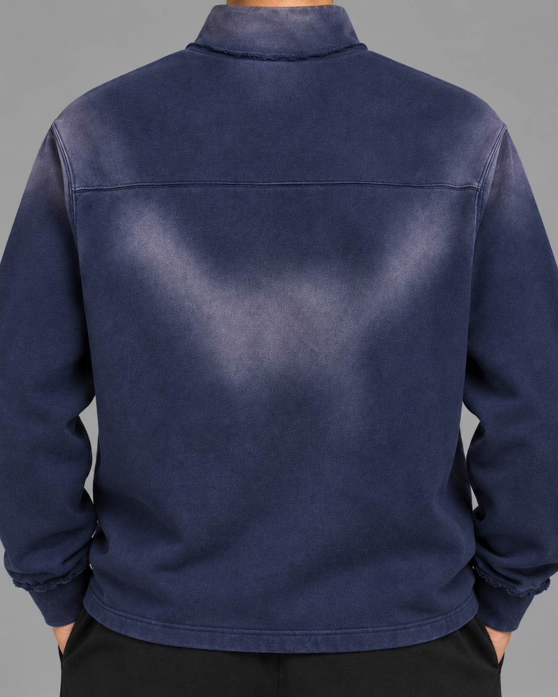 Sun Fade Raw Edge Quarter-Zip Sweatshirt