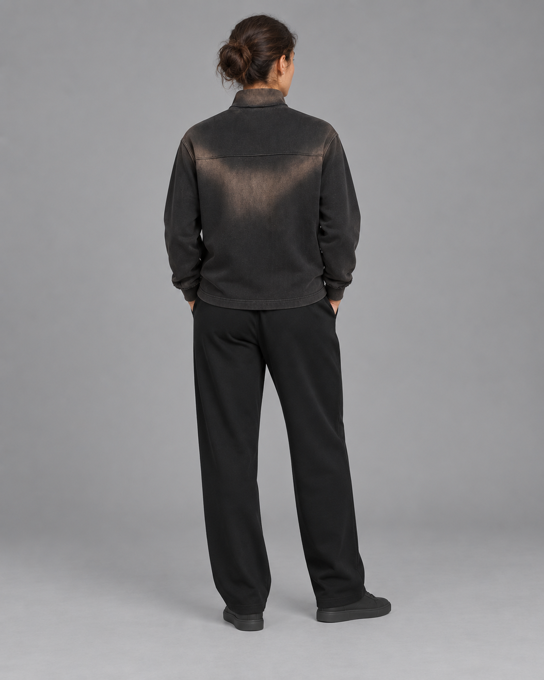 Sun Fade Raw Edge Quarter-Zip Sweatshirt