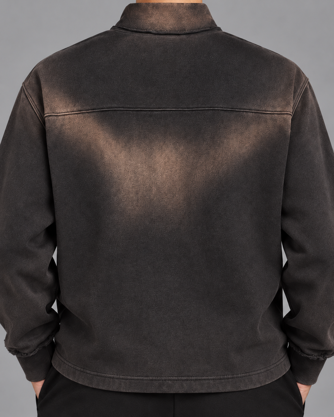 Sun Fade Raw Edge Quarter-Zip Sweatshirt