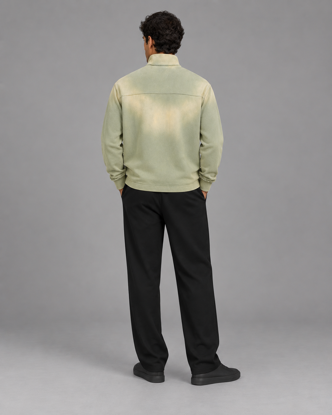 Sun Fade Raw Edge Quarter-Zip Sweatshirt