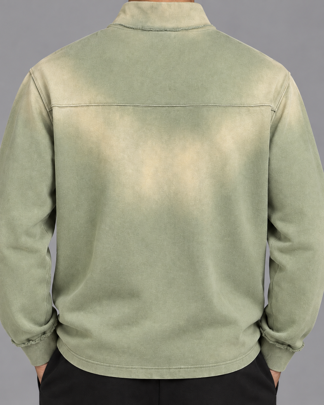 Sun Fade Raw Edge Quarter-Zip Sweatshirt