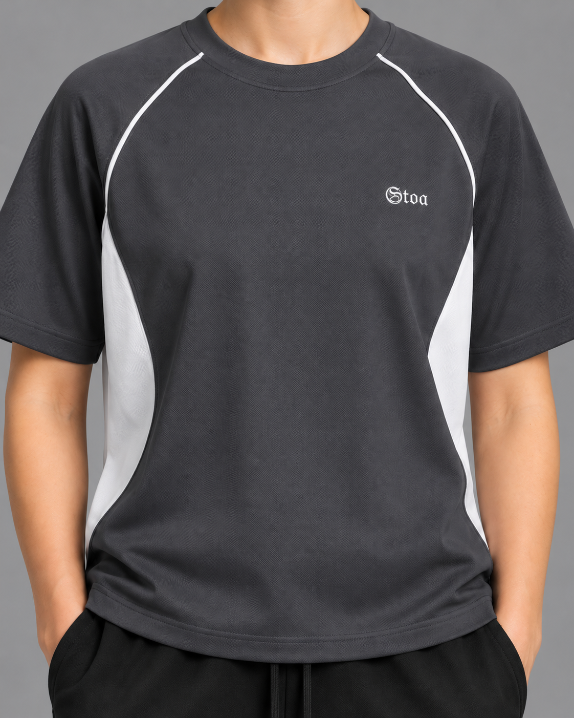 Contrast Piping Panel Raglan T-Shirt
