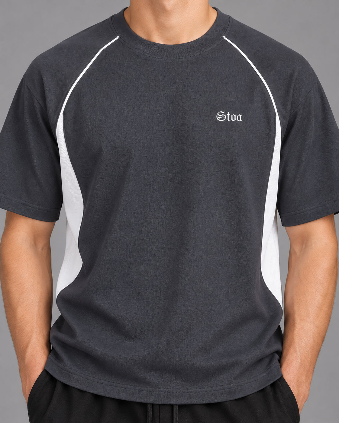 Contrast Piping Panel Raglan T-Shirt