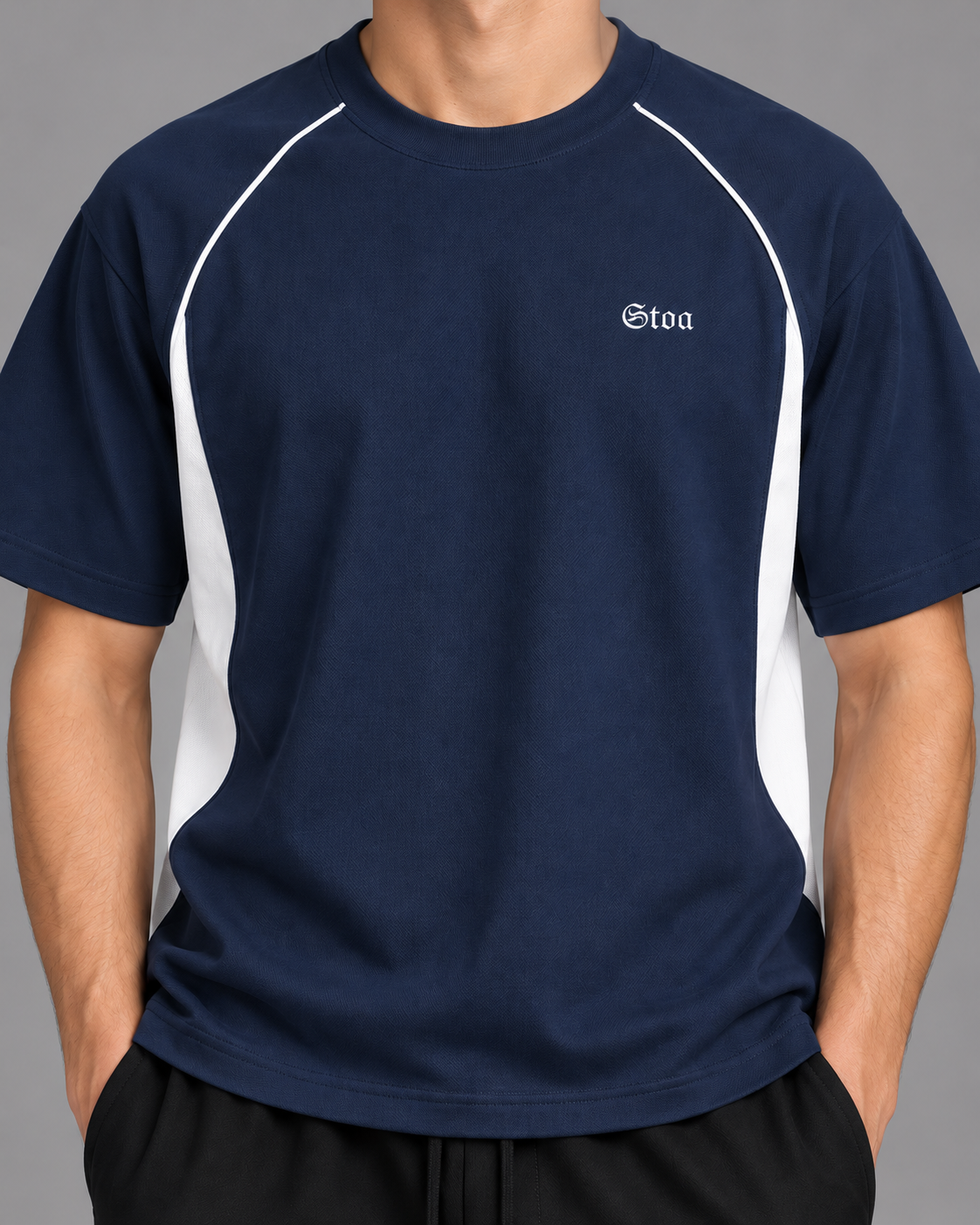 Contrast Piping Panel Raglan T-Shirt