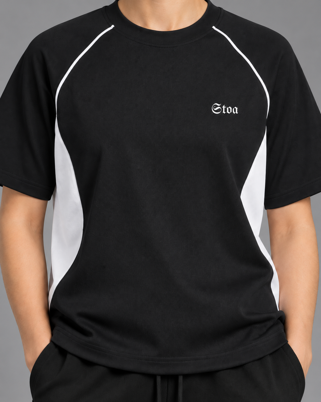 Contrast Piping Panel Raglan T-Shirt
