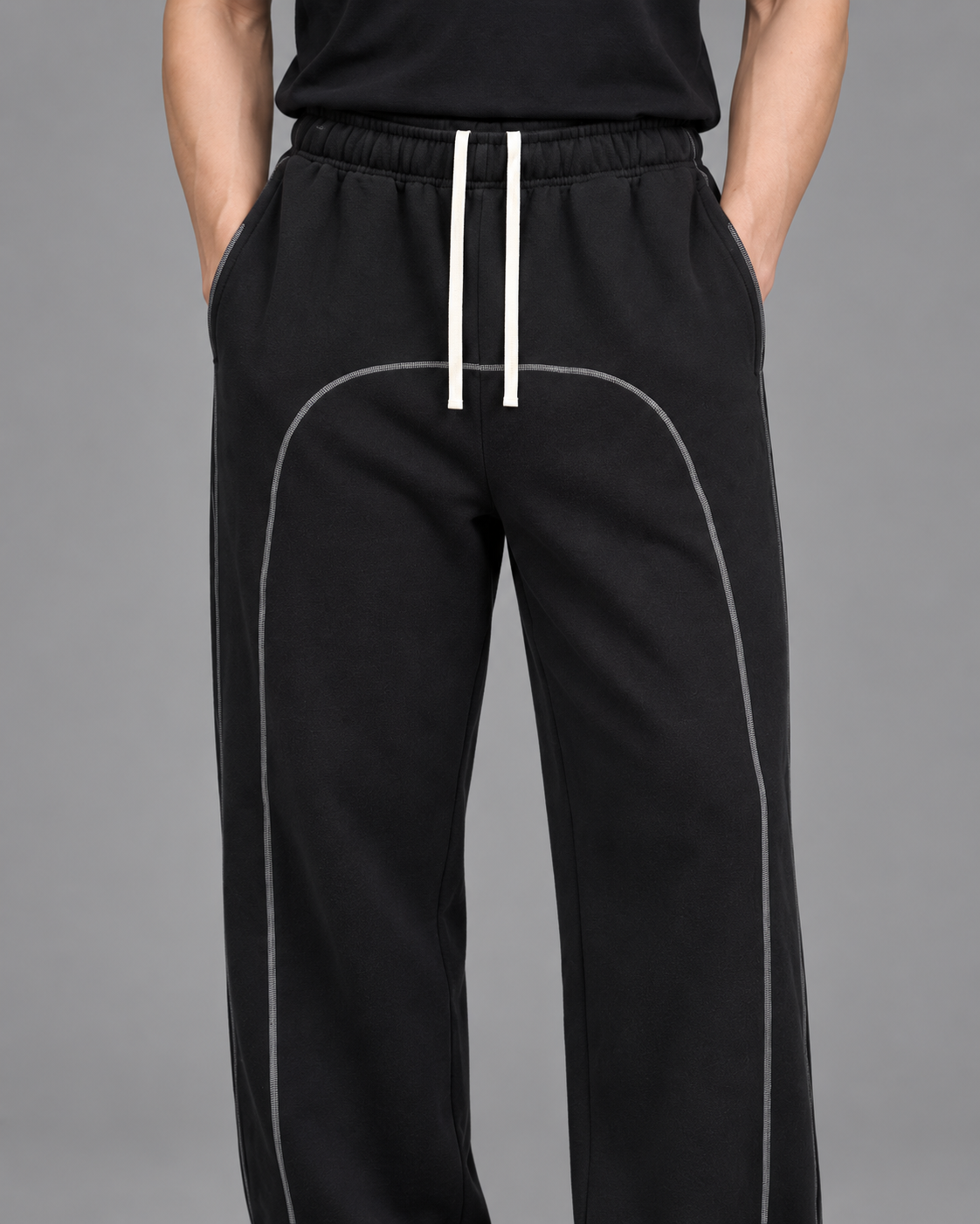 Contrast-Stitched Fleece Sweatpants